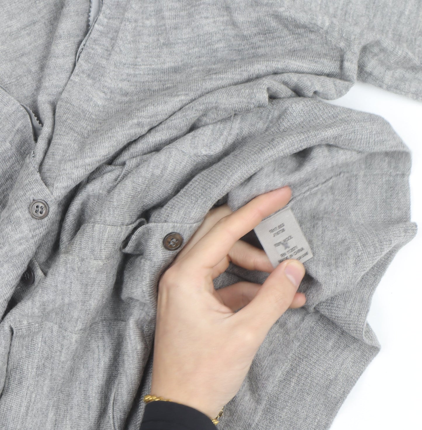 Jigsaw Men Grey Wool V-Neck Button Cardigan M