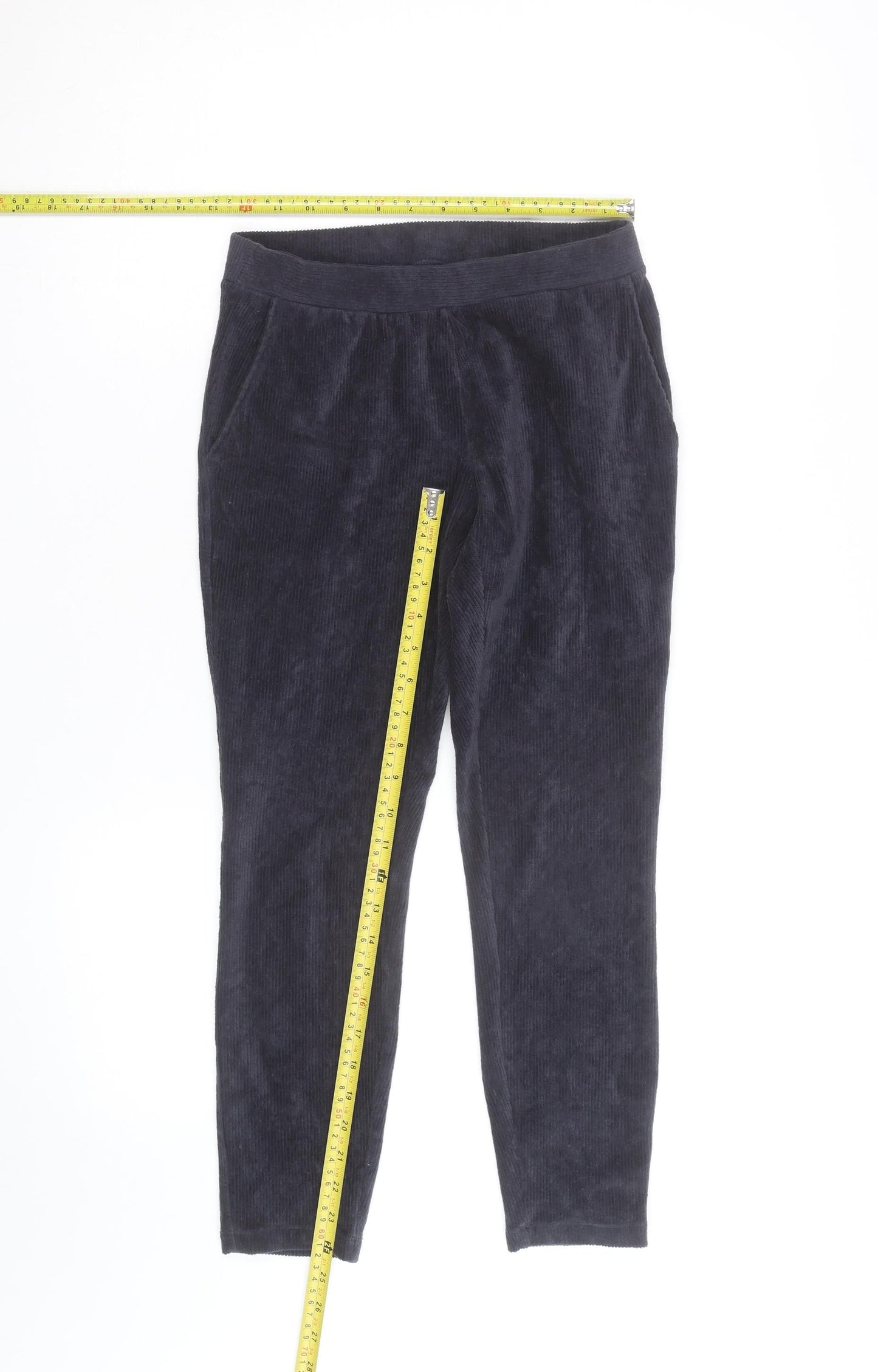 Lands’ End Women Black Jogger Corduroy Trousers Size S Elastic Waist