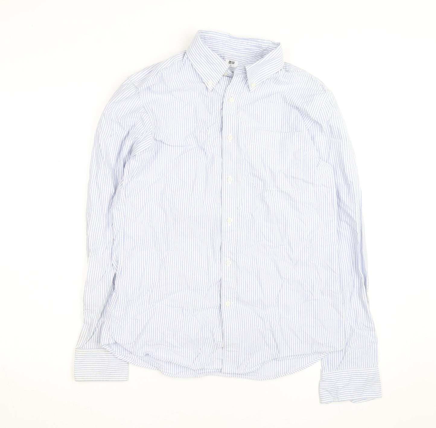 Uniqlo Men's Blue Slim Fit Striped Long Sleeve Button-Up Shirt Size S