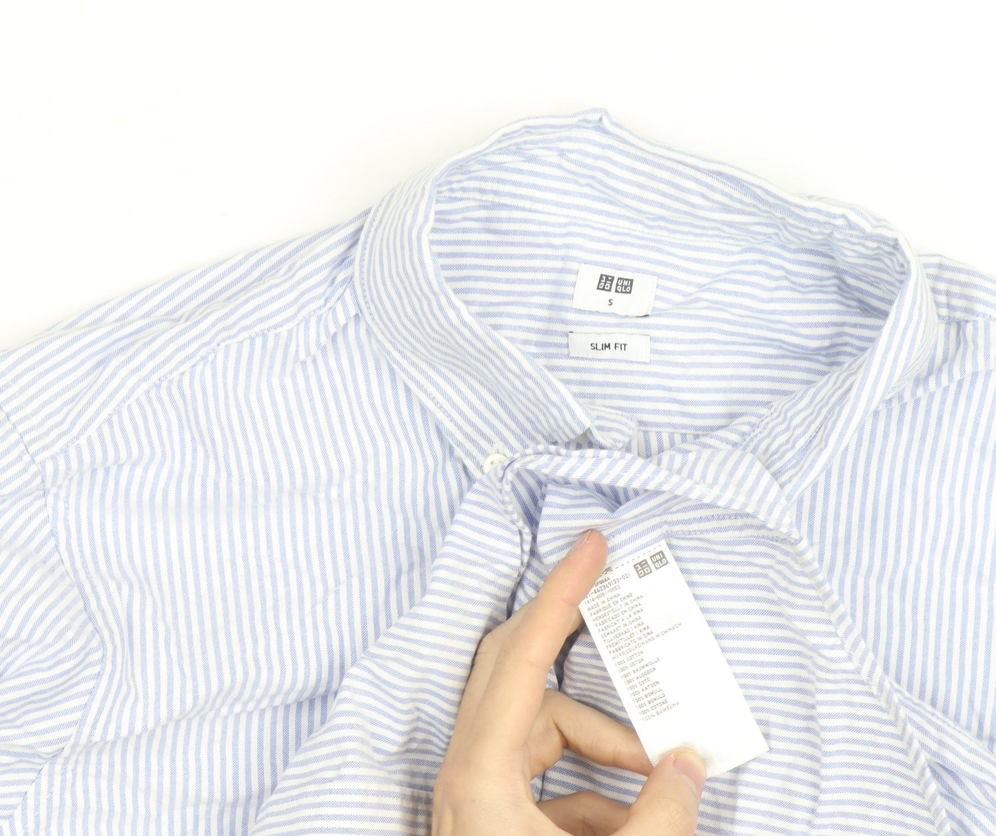 Uniqlo Men's Blue Slim Fit Striped Long Sleeve Button-Up Shirt Size S