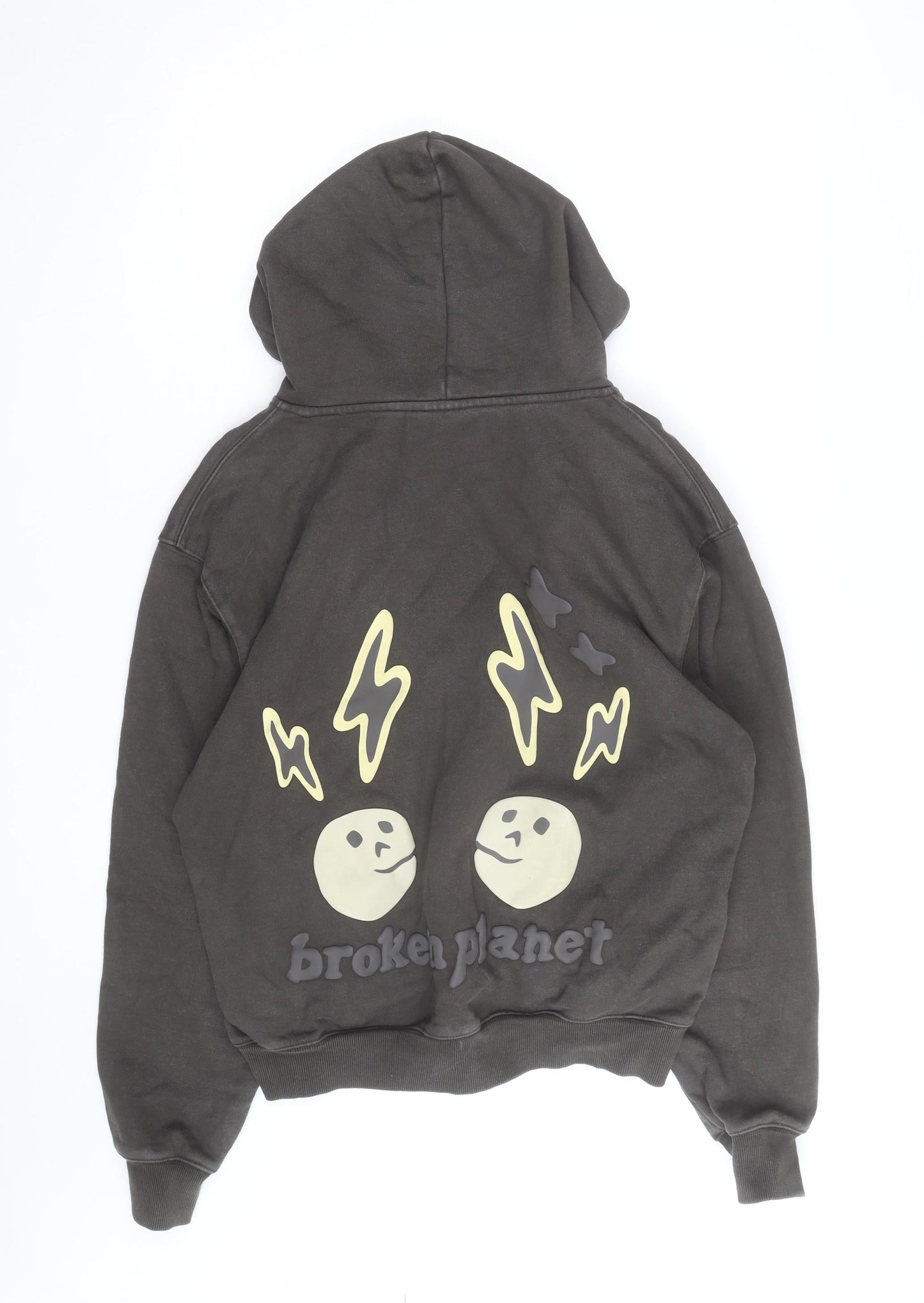 Broken Planet Men's Brown Medium Pullover Hoodie Graphic Print