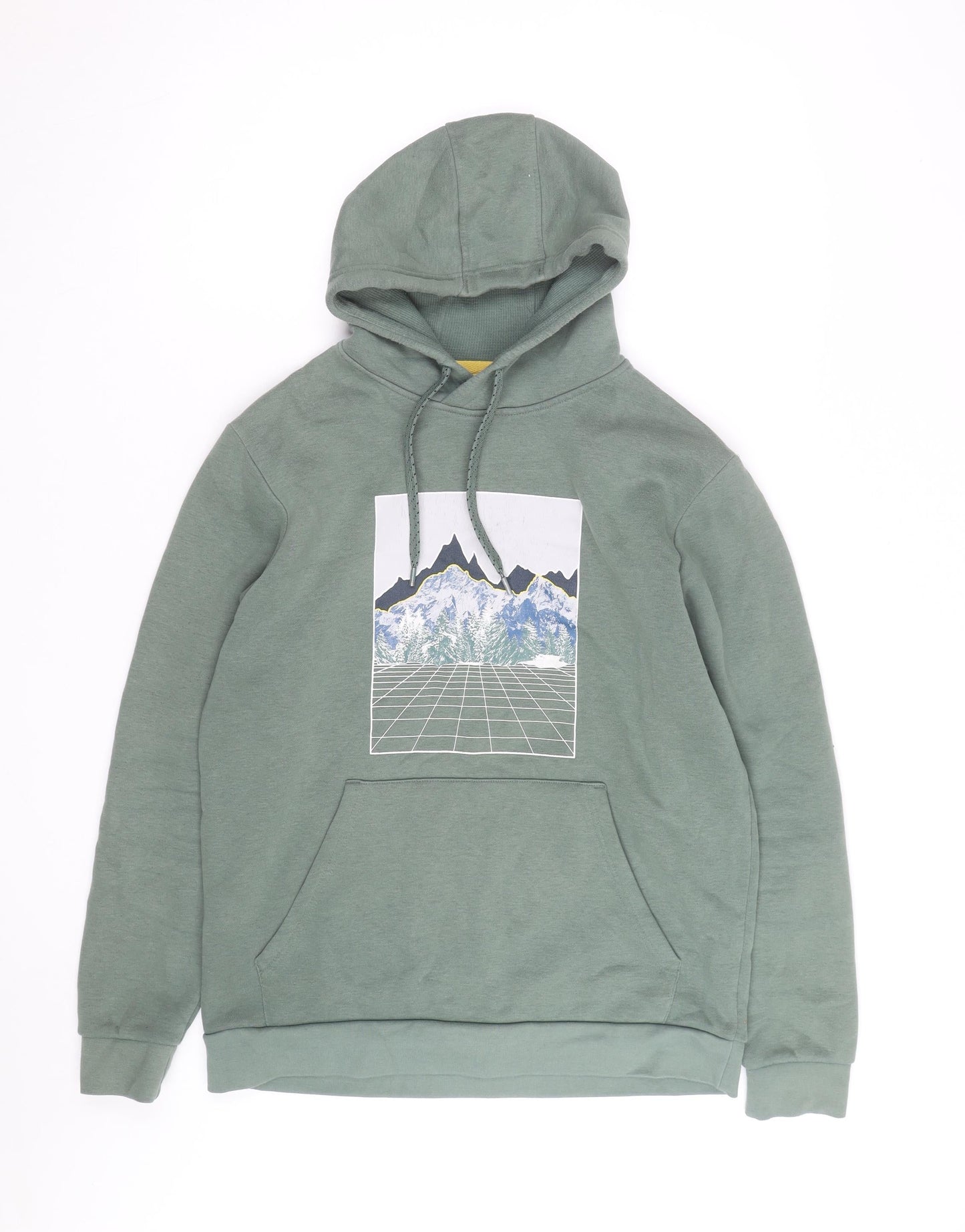 Mountain Warehouse Men's Green Hoodie M Pullover Graphic Print Cotton Blend