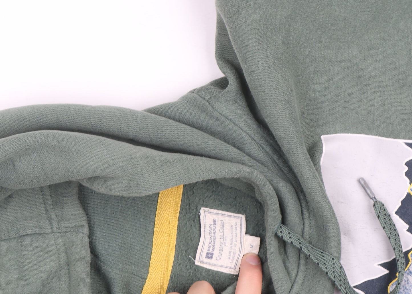 Mountain Warehouse Men's Green Hoodie M Pullover Graphic Print Cotton Blend