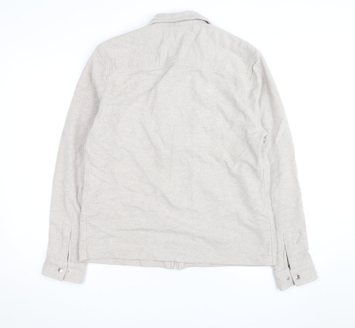 Reiss Men's Beige Wool Blend Zip Jacket L Regular Fit Casual