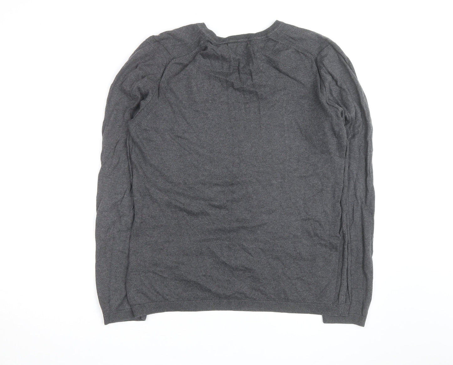 Gap Men's Grey Cotton V-Neck Jumper Size M Regular Fit