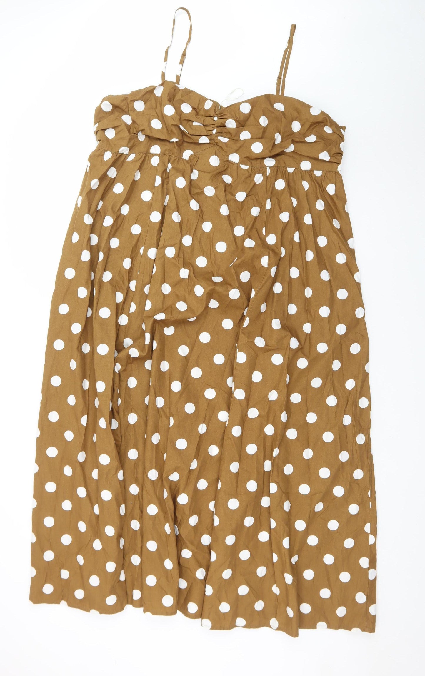 Marks and Spencer Women Brown Polka Dot Cotton Midi Dress Size 20