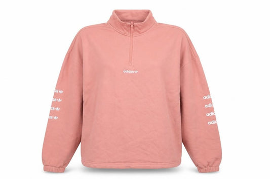 Adidas Womens Pink 1/4 Zip Sweatshirt UK 12 Cotton Blend Hoodie