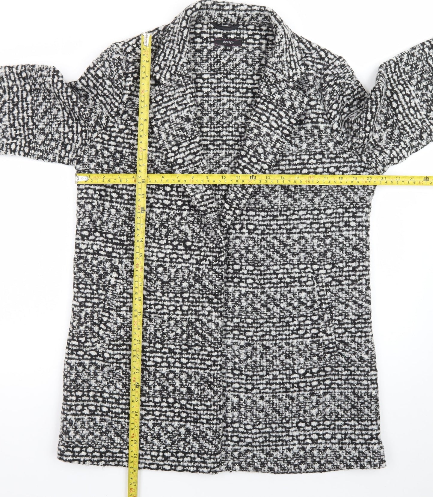 Therapy Women's Black Tweed Mid-Length Overcoat Size 14