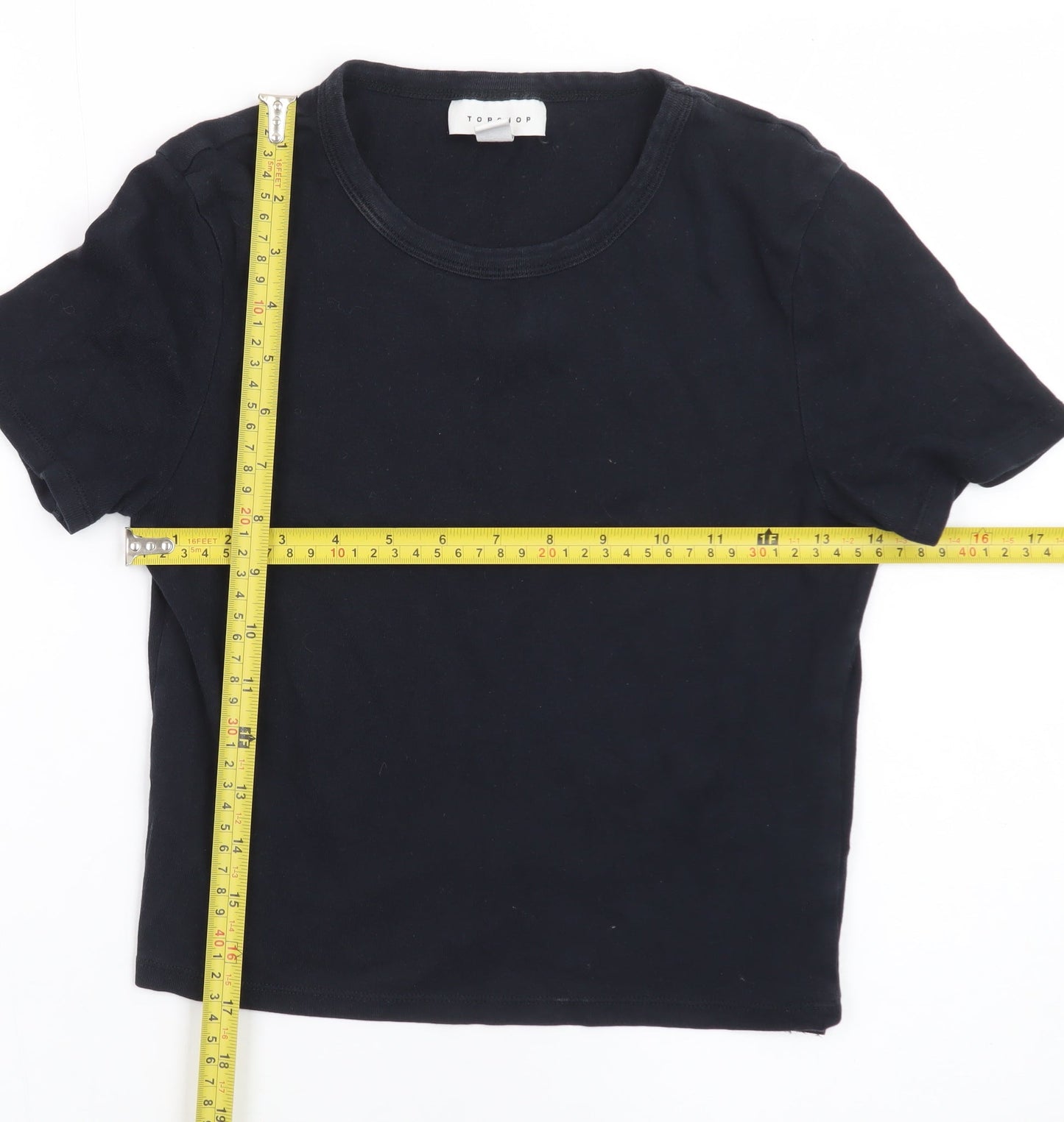 Topshop Women’s Black Basic Tall Cotton Crew Neck T-Shirt UK 10