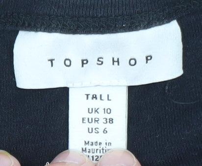 Topshop Women’s Black Basic Tall Cotton Crew Neck T-Shirt UK 10