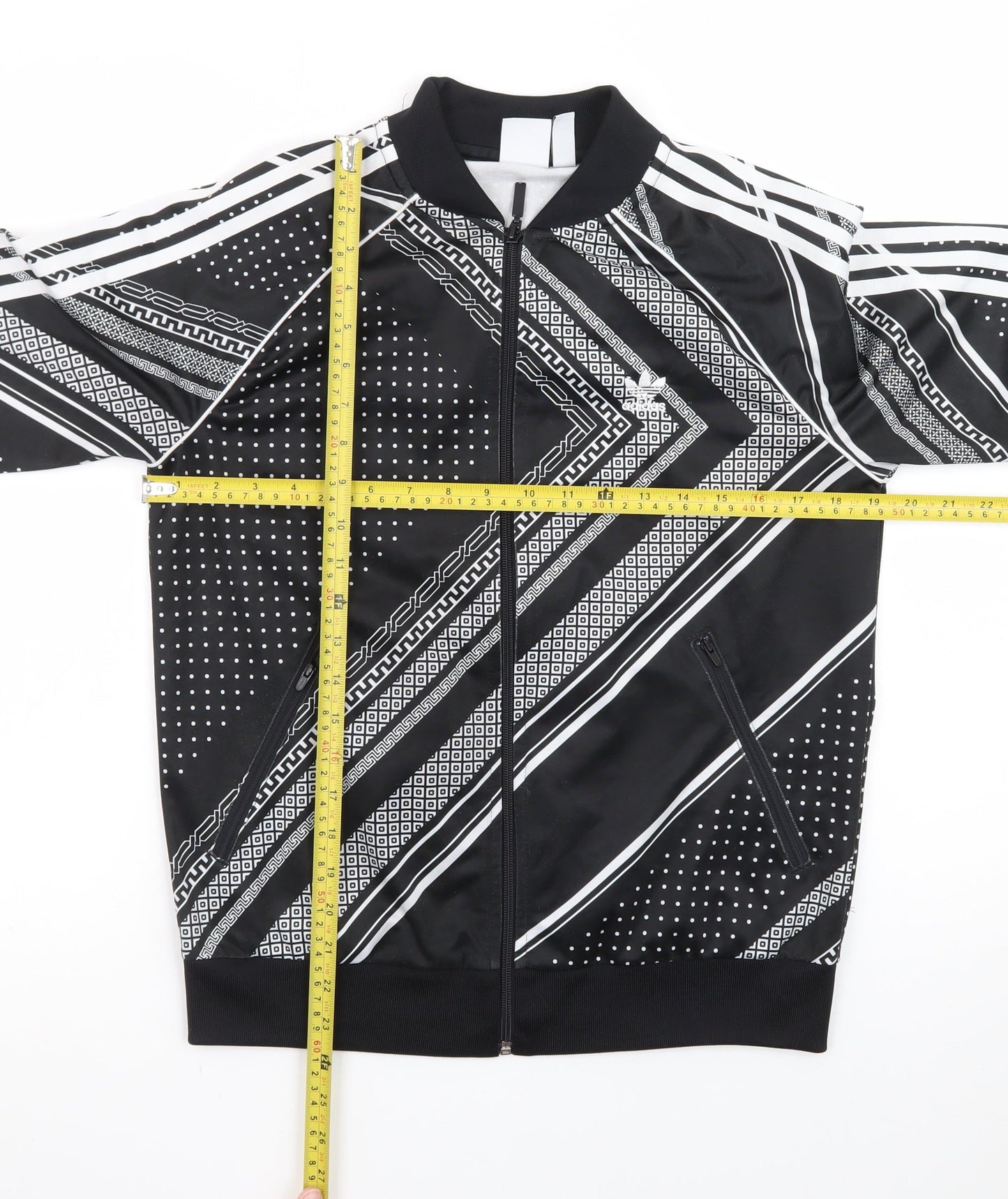 Adidas Mens Black Geometric Bomber Jacket XL Full Zip Sportswear