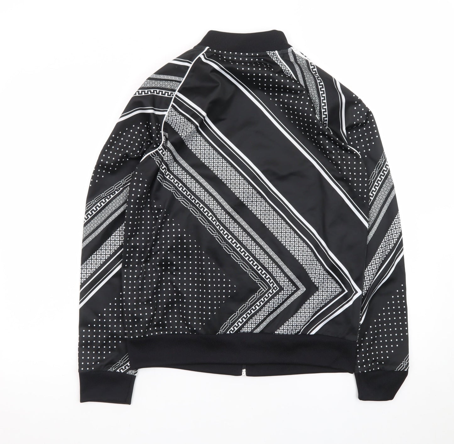 Adidas Mens Black Geometric Bomber Jacket XL Full Zip Sportswear