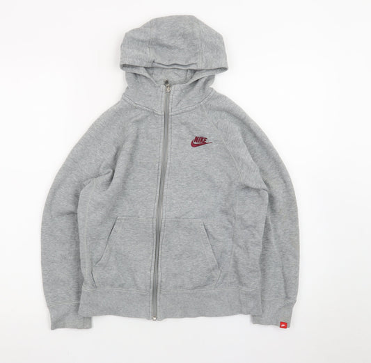 Nike Boys Grey Full Zip Hoodie Size 10-12 Years Fleece Jacket