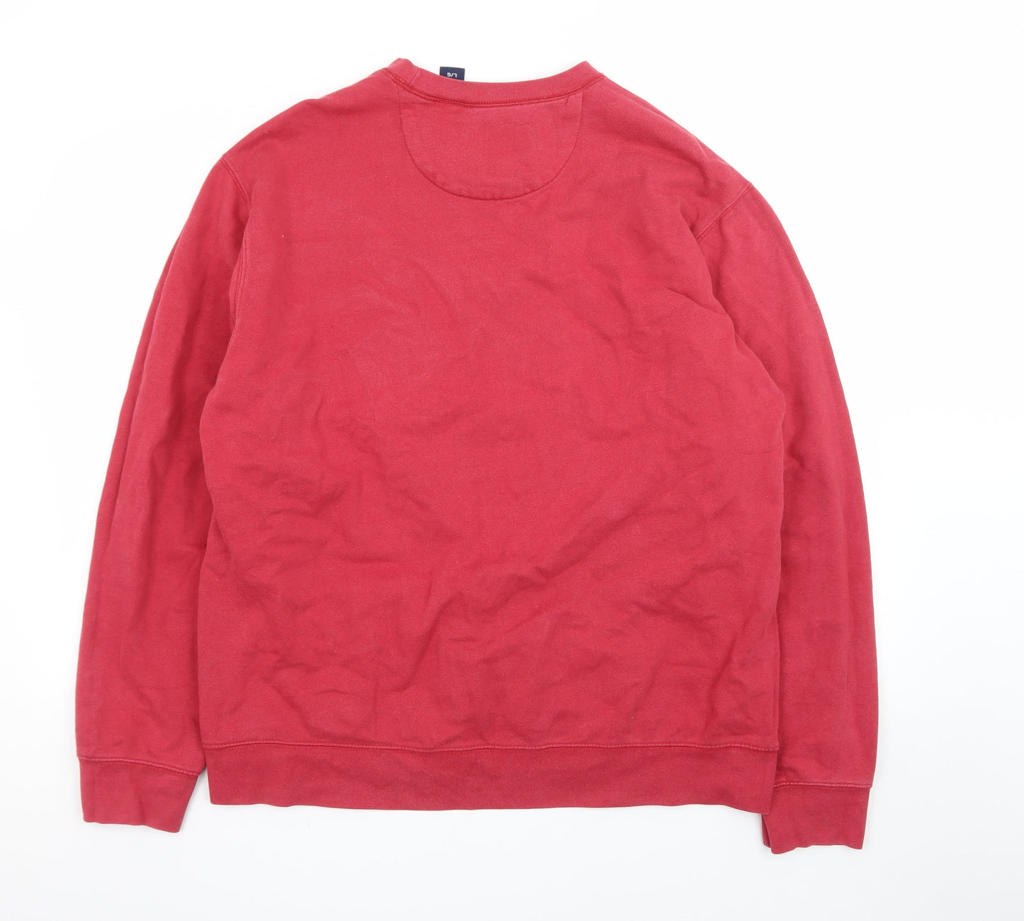 Chaps Men Red Crew Neck Pullover Sweatshirt Size L Cotton Blend