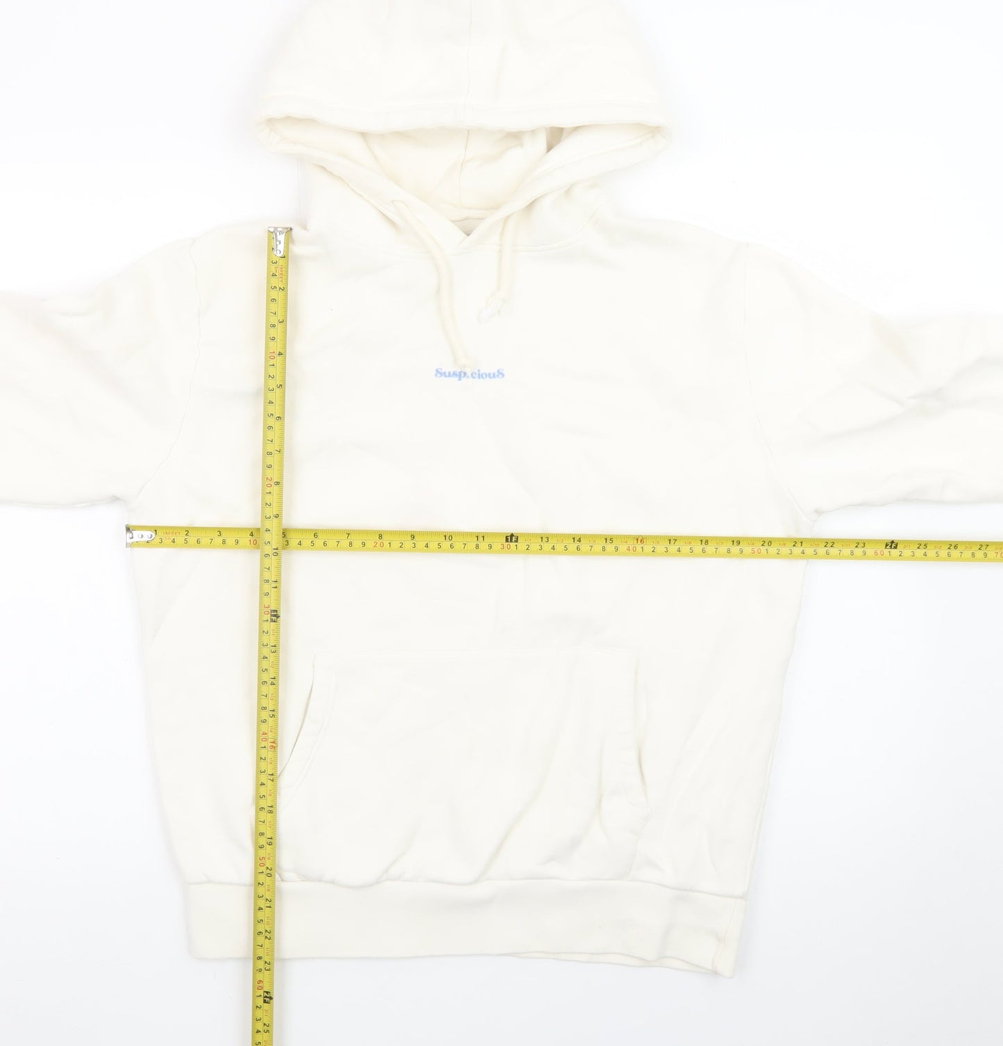 Suspicious Antwerp Men’s Ivory Pullover Hoodie M Logo Graphic Fleece