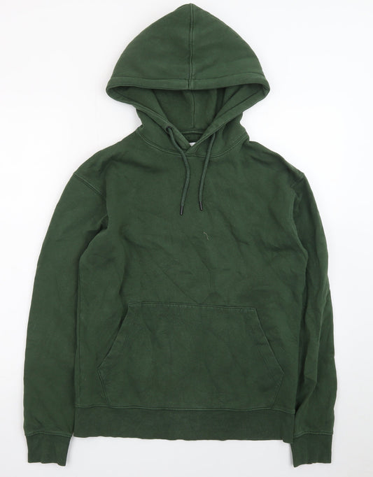 Jack & Jones Mens Green Pullover Hoodie S Regular Fleece Cotton Blend
