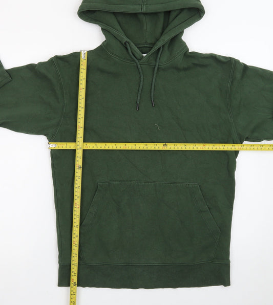 Jack & Jones Mens Green Pullover Hoodie S Regular Fleece Cotton Blend