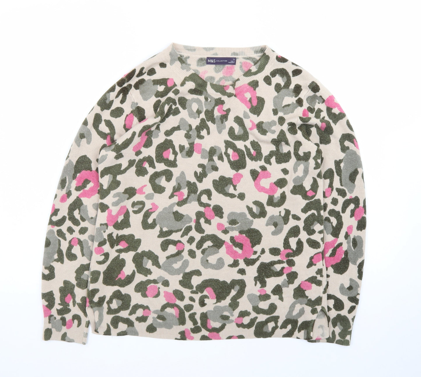 Marks and Spencer Women’s Multicoloured Animal Print Crew Neck Jumper Size 12