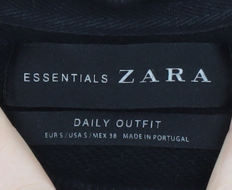 Zara Men Black Cotton Crew Neck Pullover Jumper Size S
