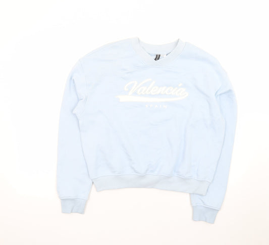H&M Divided Women Blue Valencia Crew Neck Sweatshirt Size 12 M