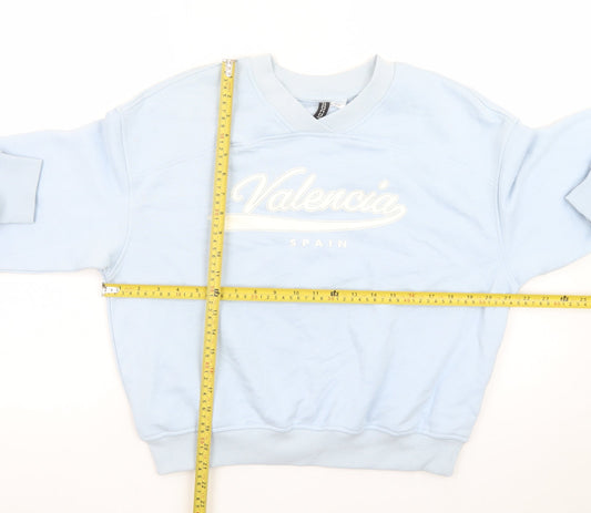 H&M Divided Women Blue Valencia Crew Neck Sweatshirt Size 12 M