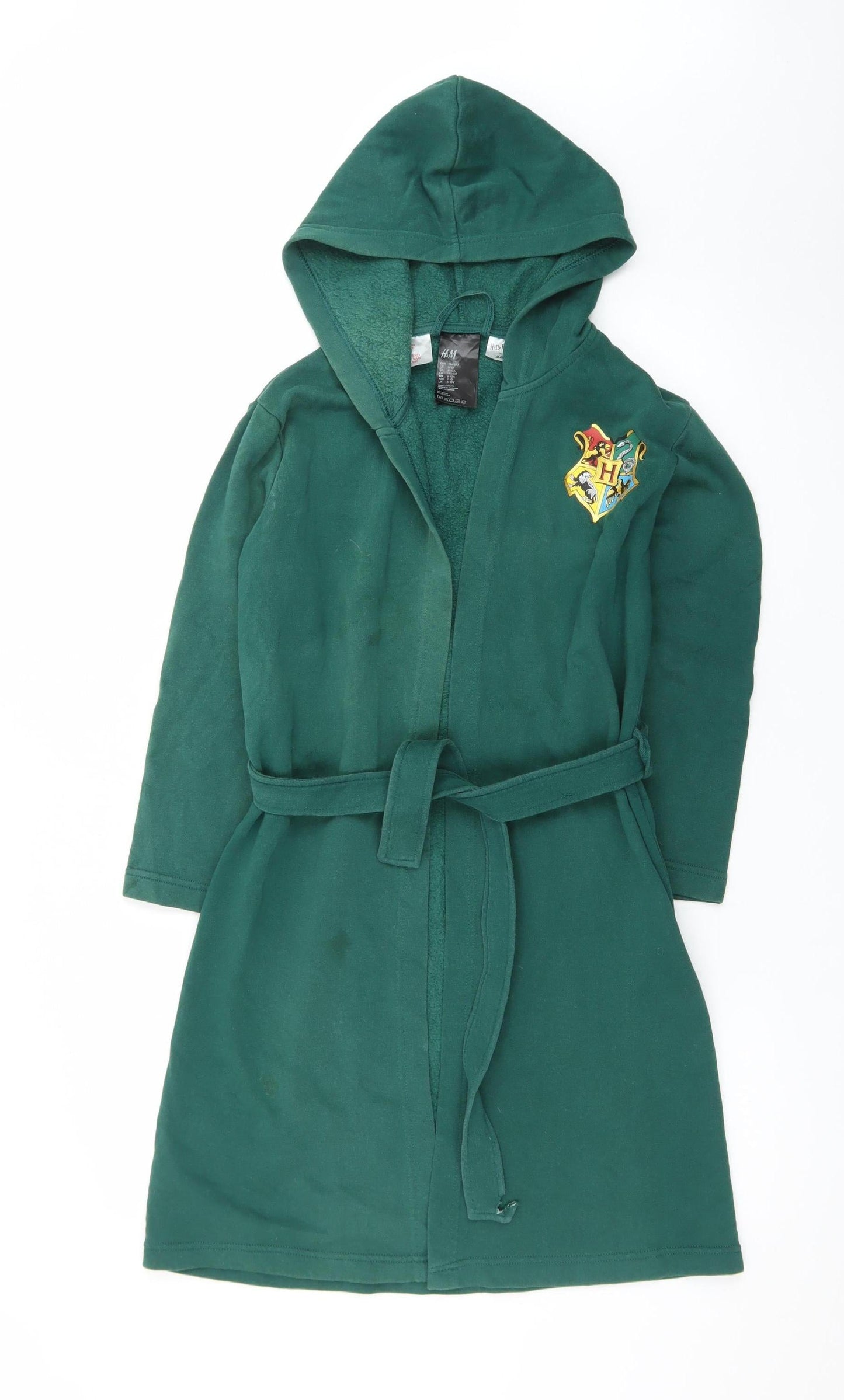 H&M Boys Green Harry Potter Hogwarts Hooded Fleece Robe 8-10 Years