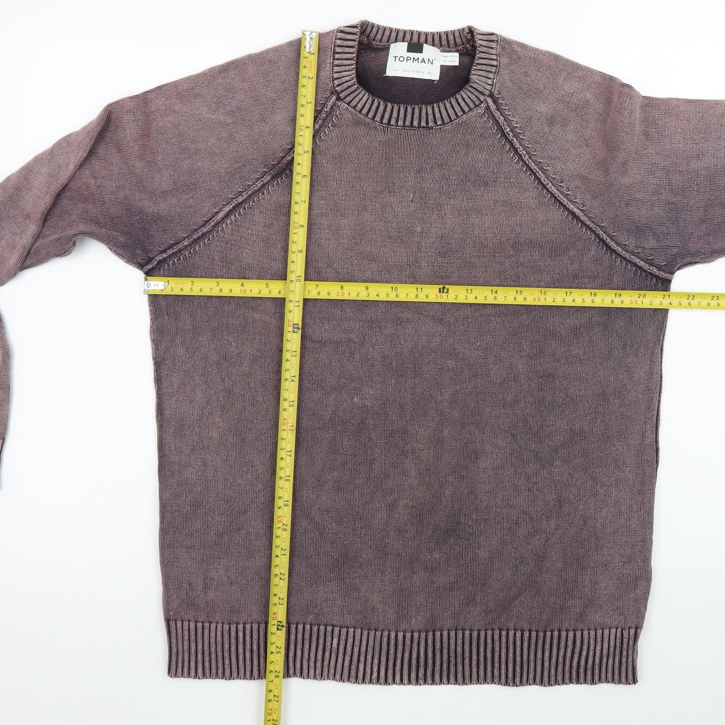 Topman Men's Brown Cotton Crew Neck Pullover Jumper Size L