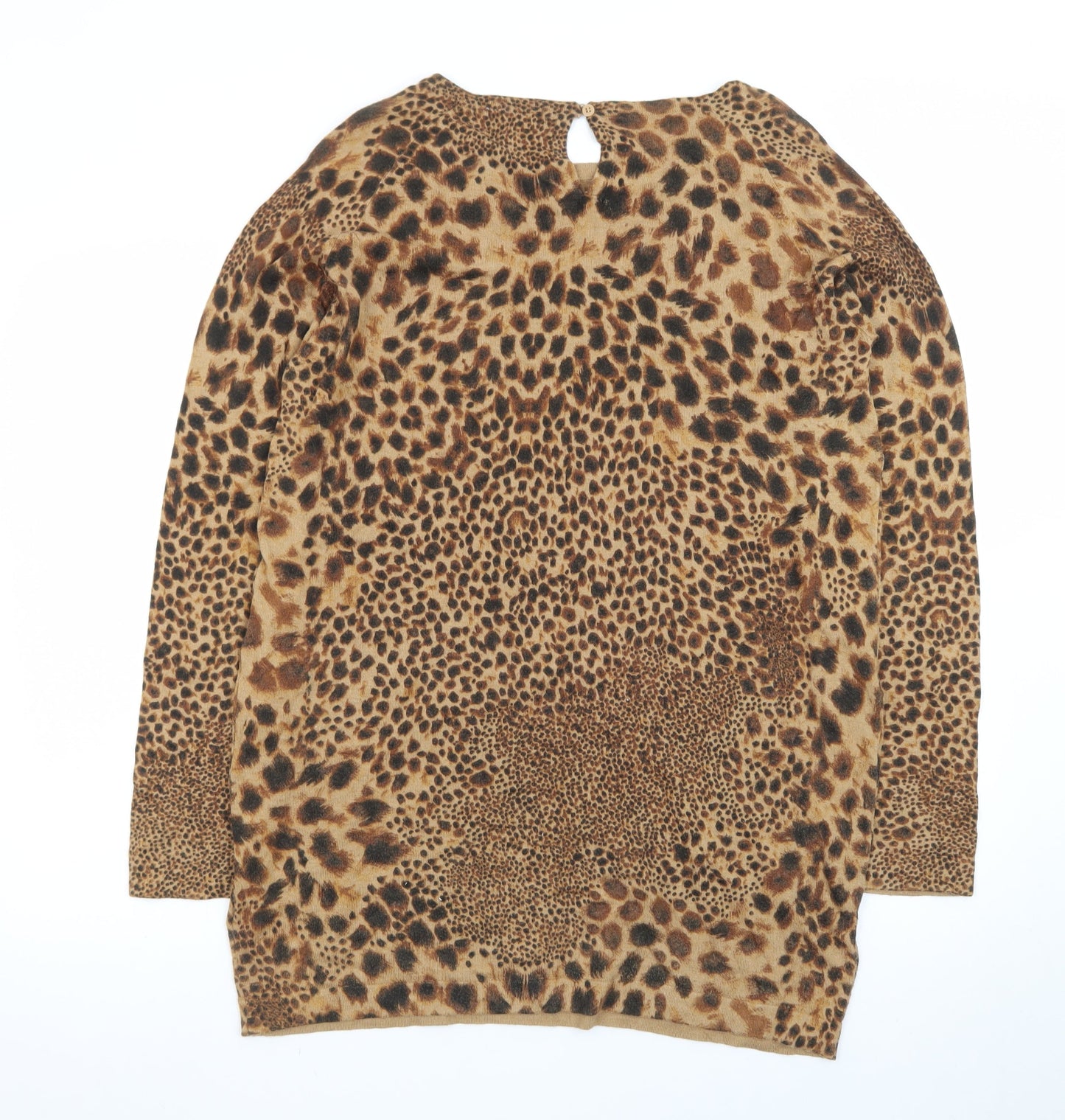 Next Women’s Brown Leopard Print Shift Dress Size 16 Long Sleeve
