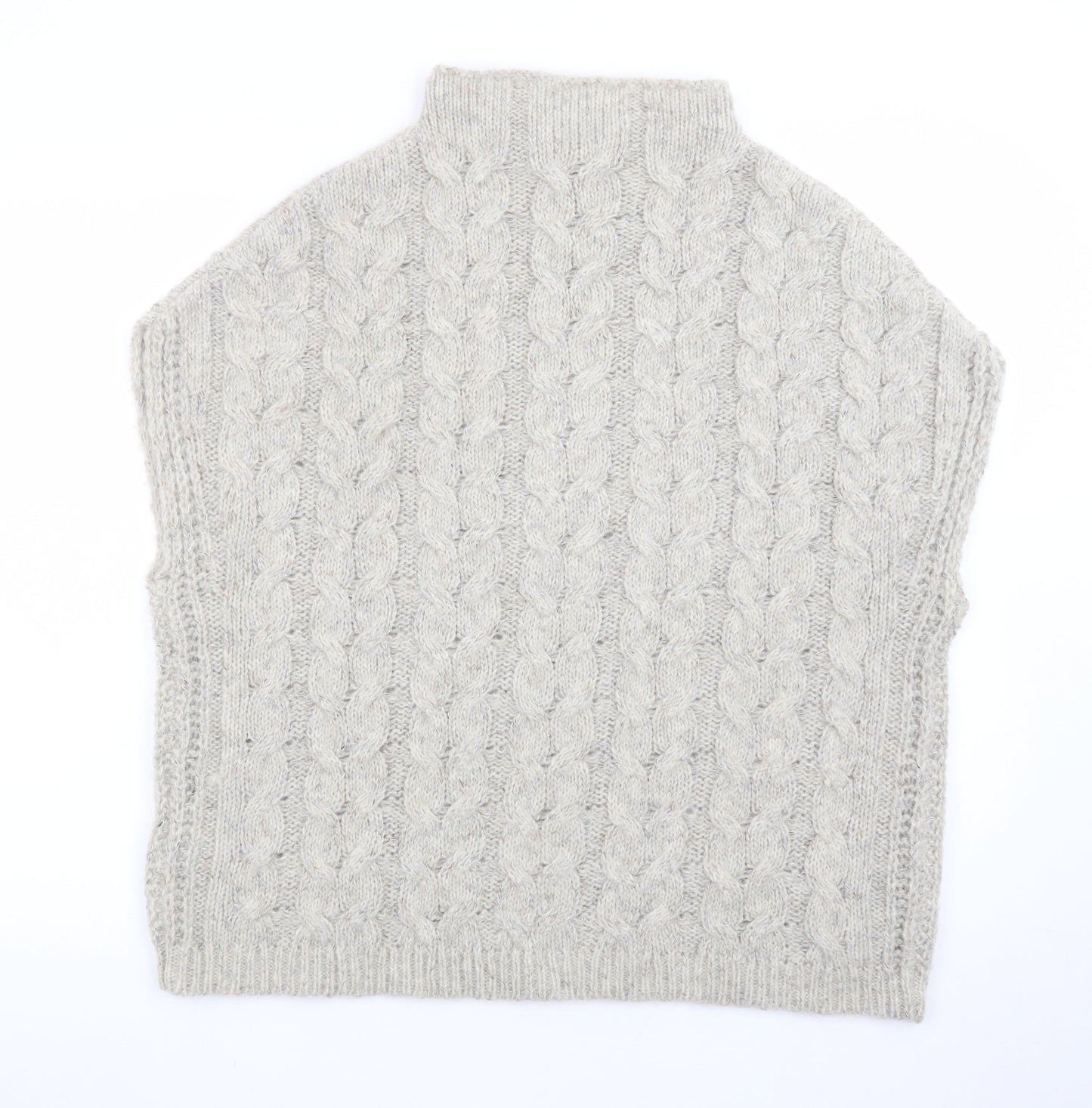 White Stuff Women’s Beige Cable-Knit Wool Alpaca Sleeveless Jumper S