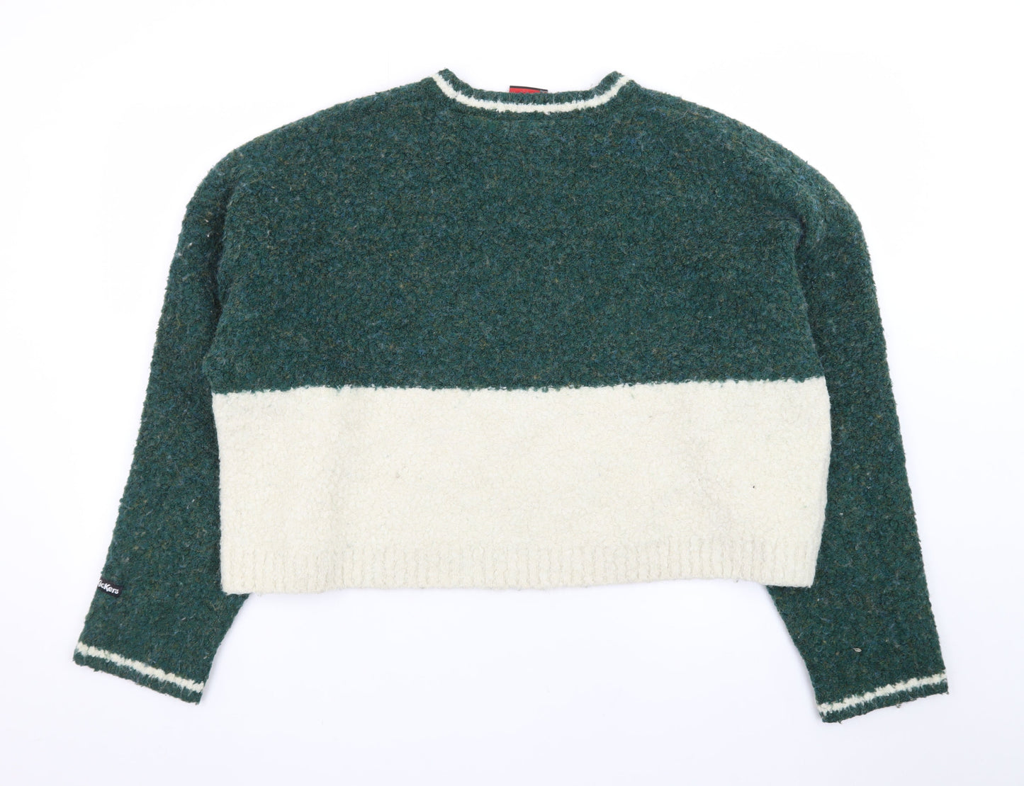 Kickers Women’s Green Wool Blend Logo Crew Neck Jumper Size L