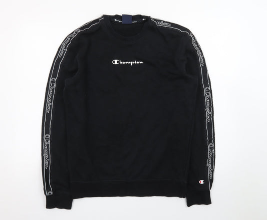 Champion Men's Black Pullover Crew Neck Sweatshirt Medium