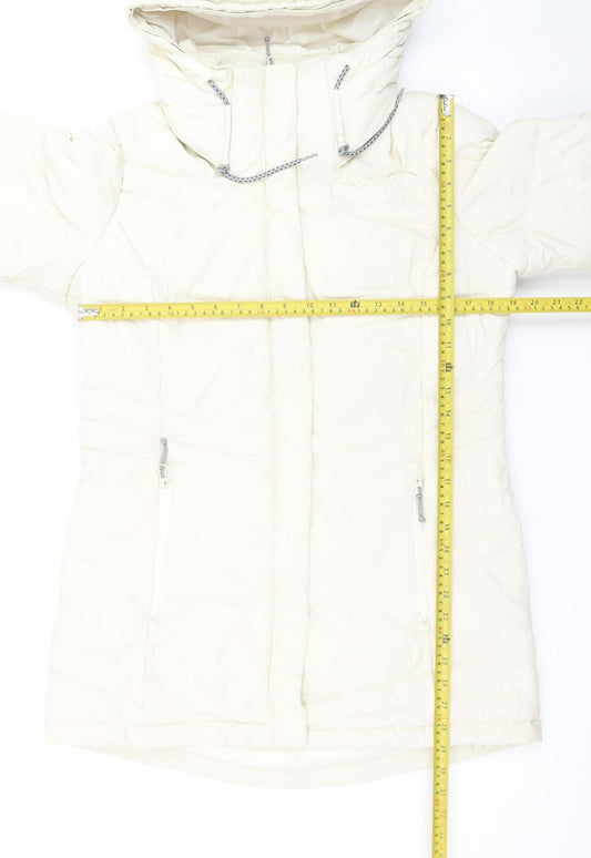 Columbia Women Ivory Long Hooded Puffer Coat L