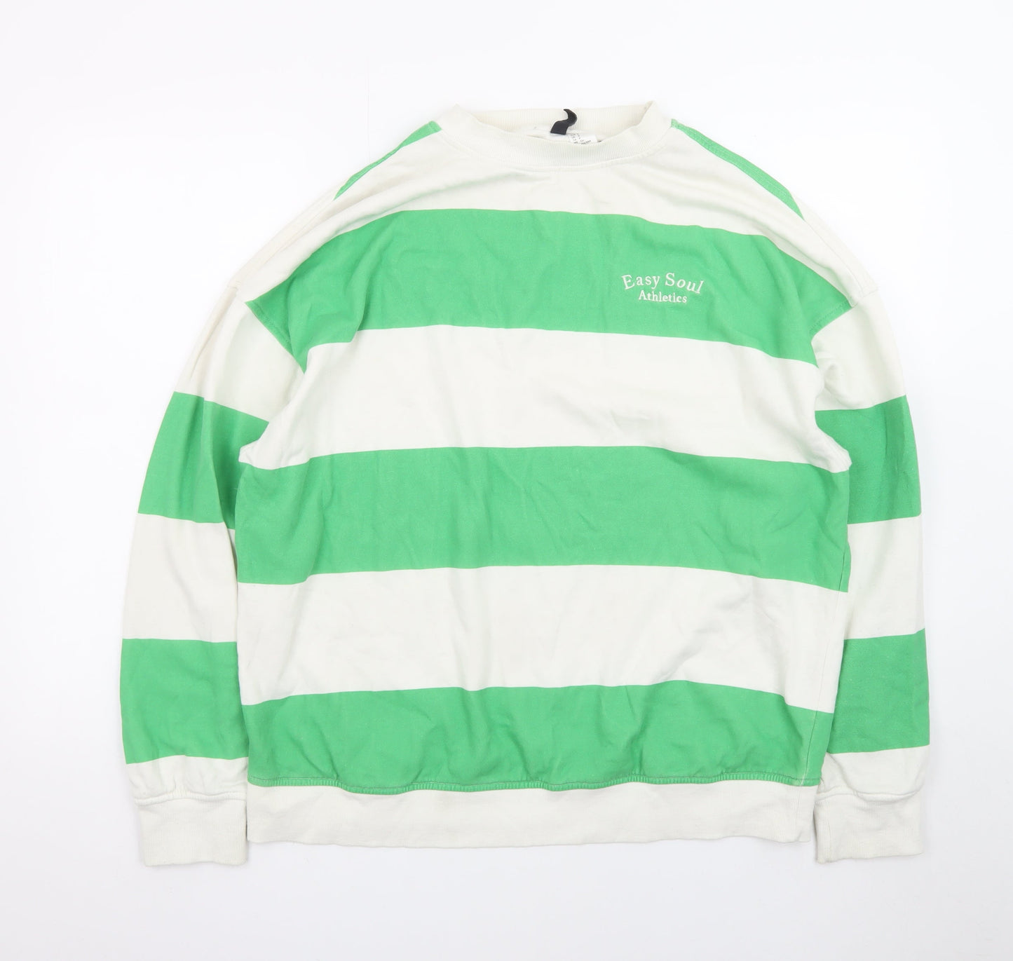 Divided Men's Green White Striped Pullover Sweatshirt S