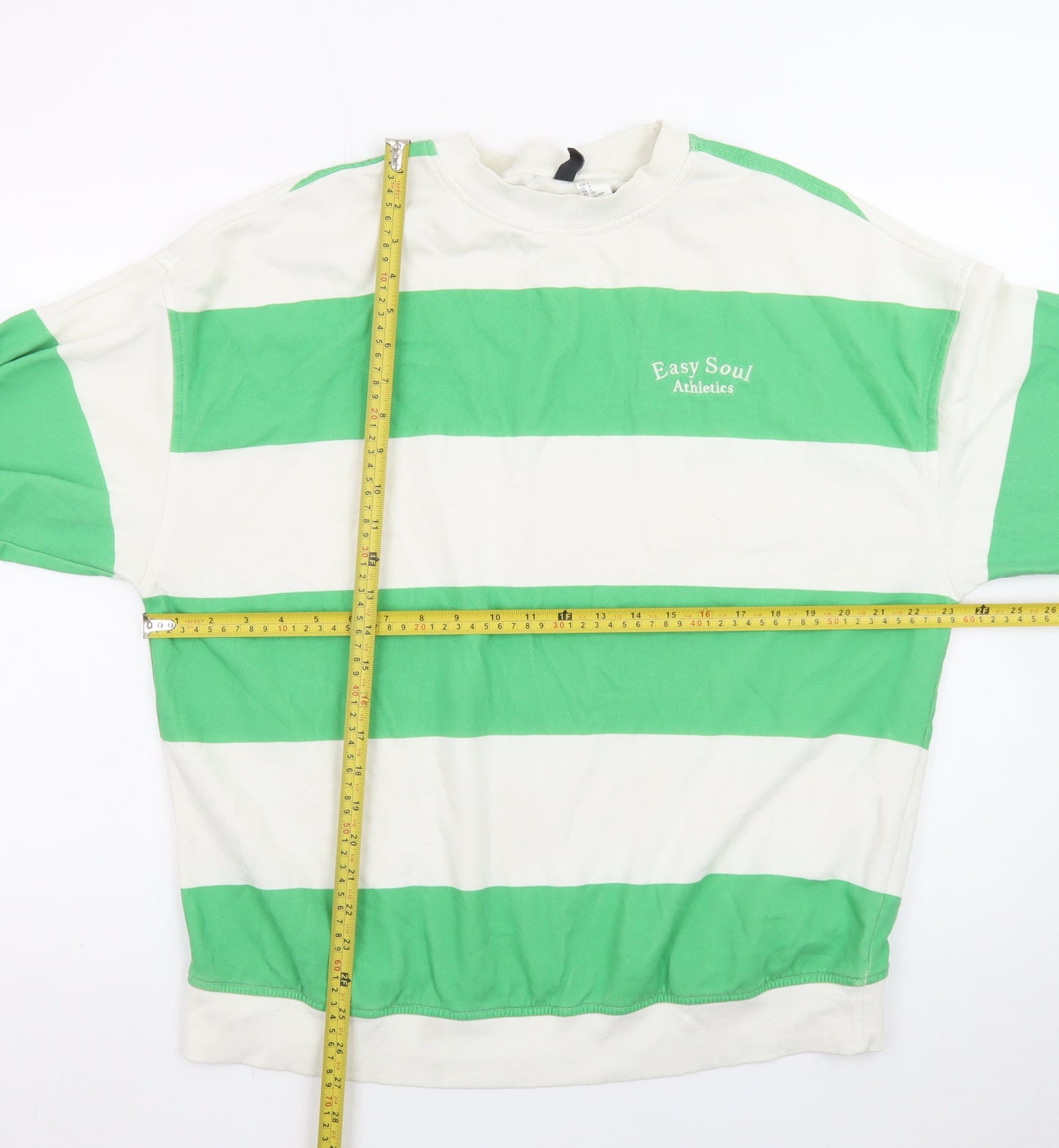 Divided Men's Green White Striped Pullover Sweatshirt S