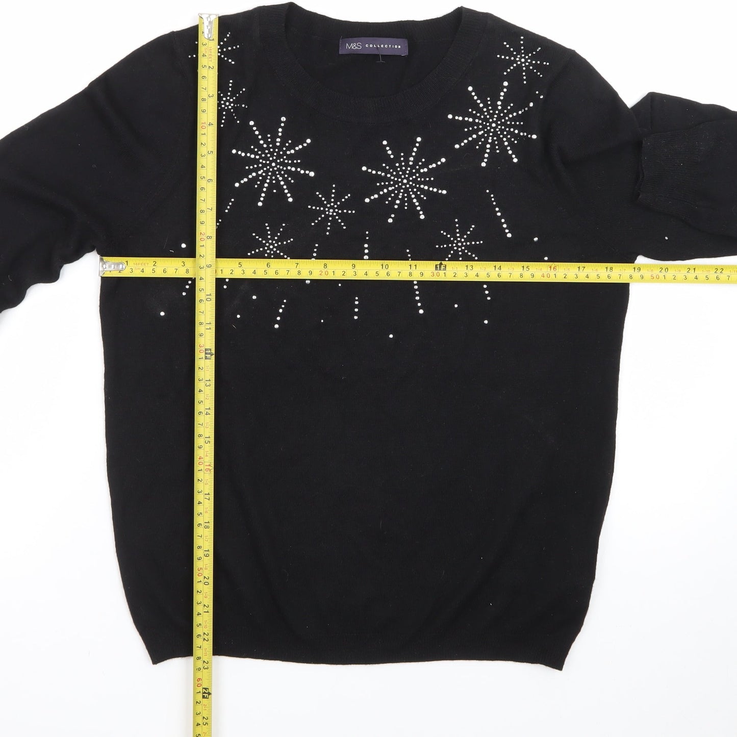 Marks and Spencer Women's Black Sequin Knit Jumper Size M