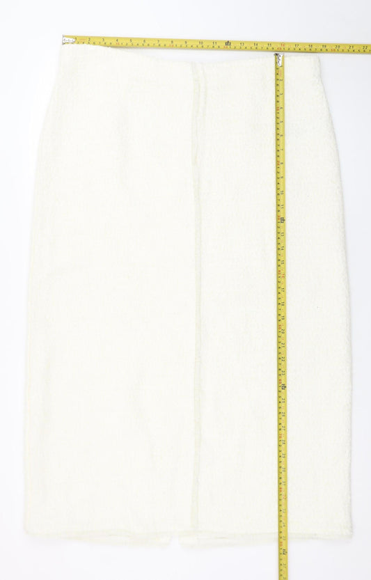Marks and Spencer Women Ivory Tweed Pencil Skirt Size 18