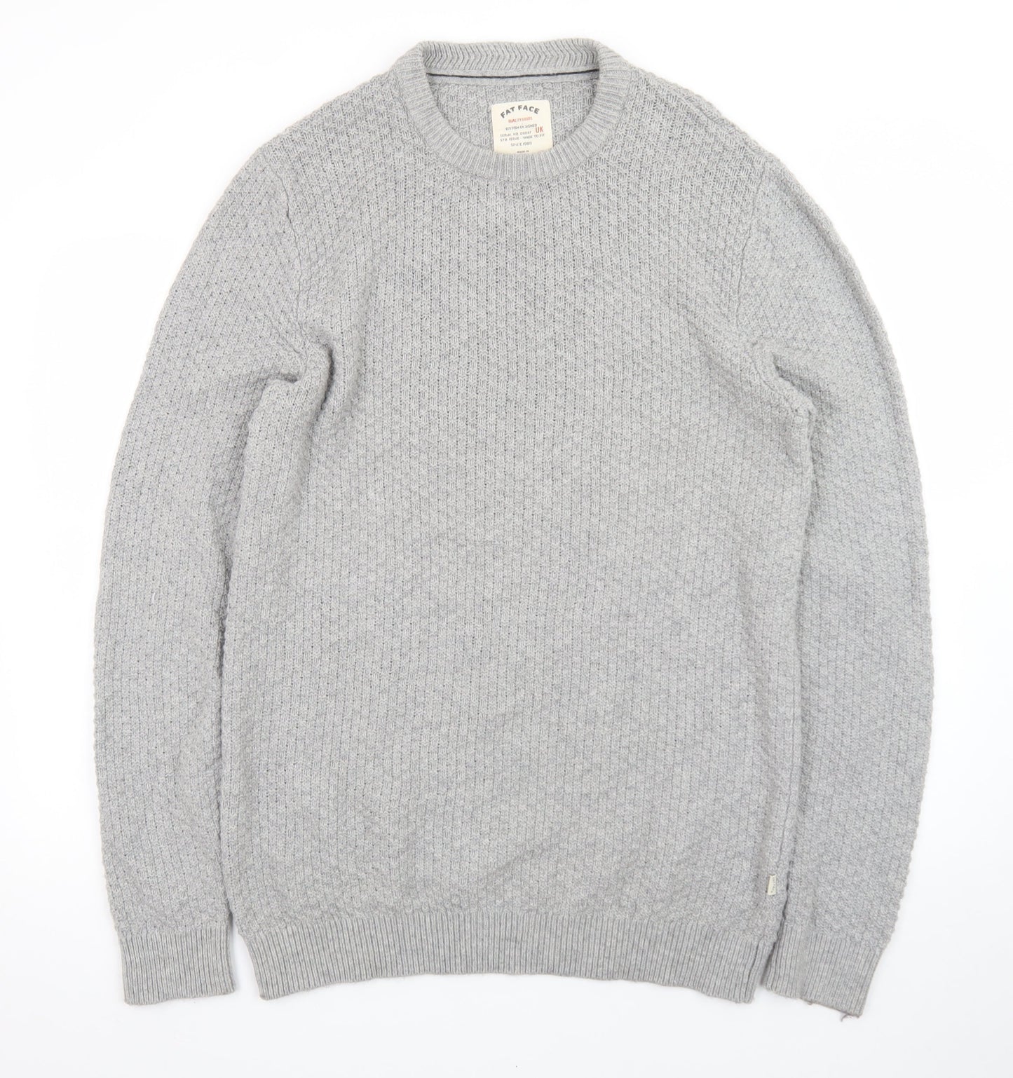 Fat Face Men's Grey Waffle Knit Cotton Wool Pullover Jumper Size M