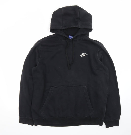 Nike Men's Black Pullover Hoodie L Fleece Logo Sportswear