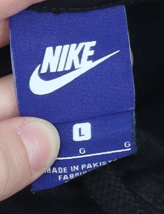 Nike Men's Black Pullover Hoodie L Fleece Logo Sportswear