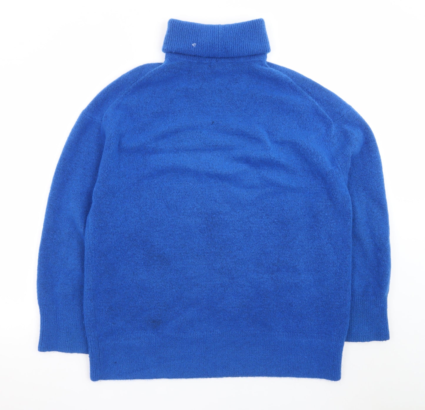 ZARA Womens Blue Roll Neck Wool Blend Jumper Size 12