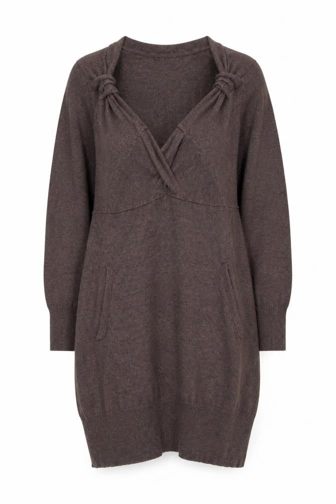 Apricot Women Brown Long Sleeve Knit Jumper Dress Size S