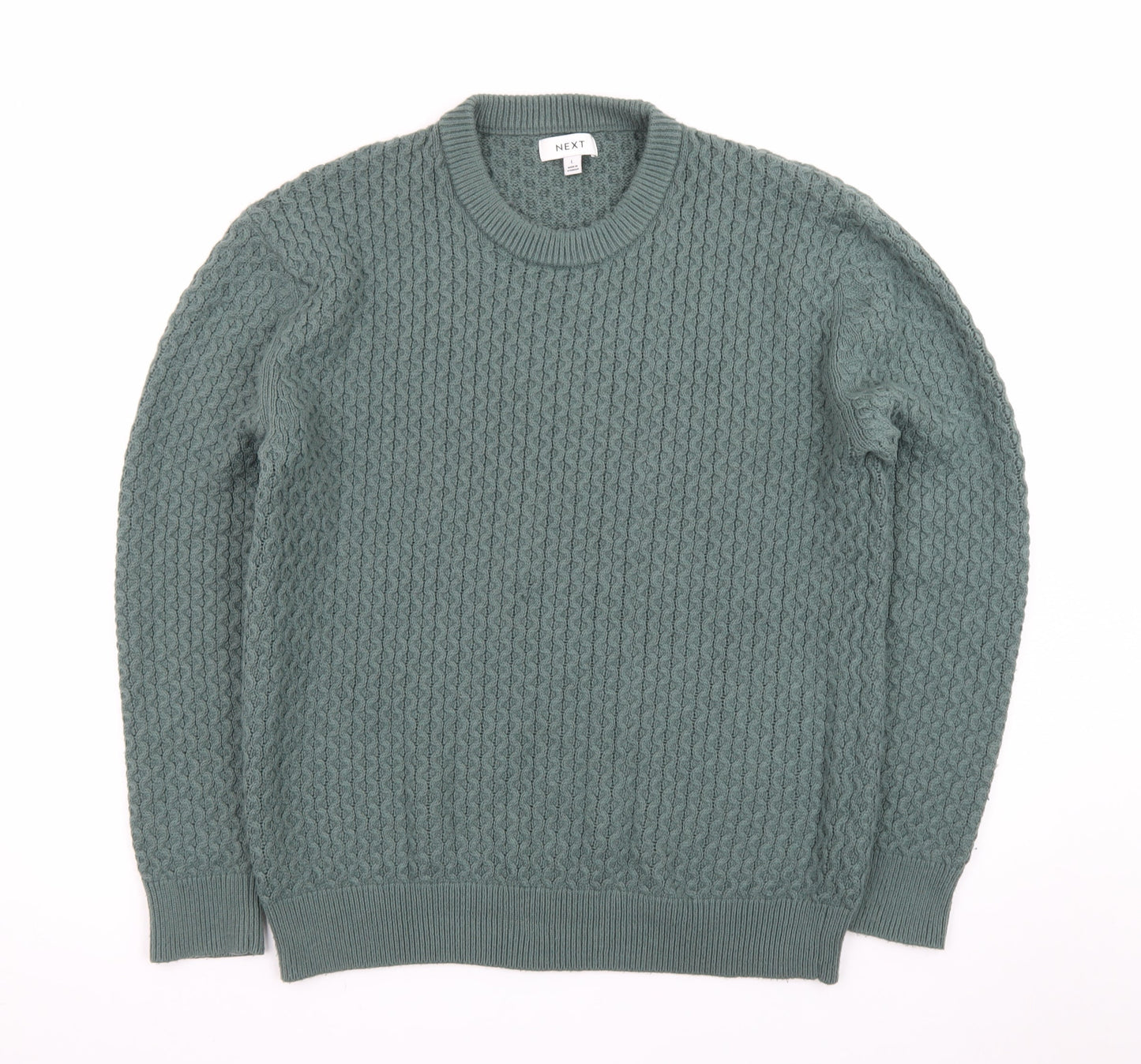 Next Men’s Green Cable-Knit Crew Neck Jumper Size L