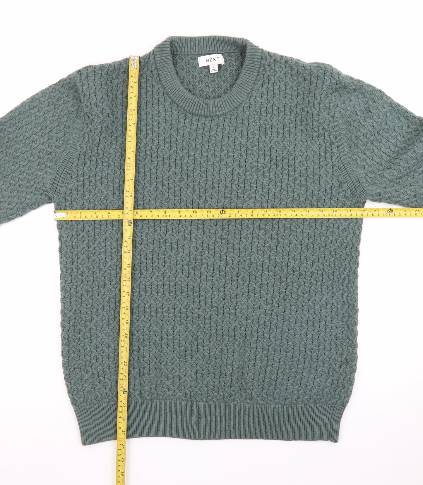 Next Men’s Green Cable-Knit Crew Neck Jumper Size L