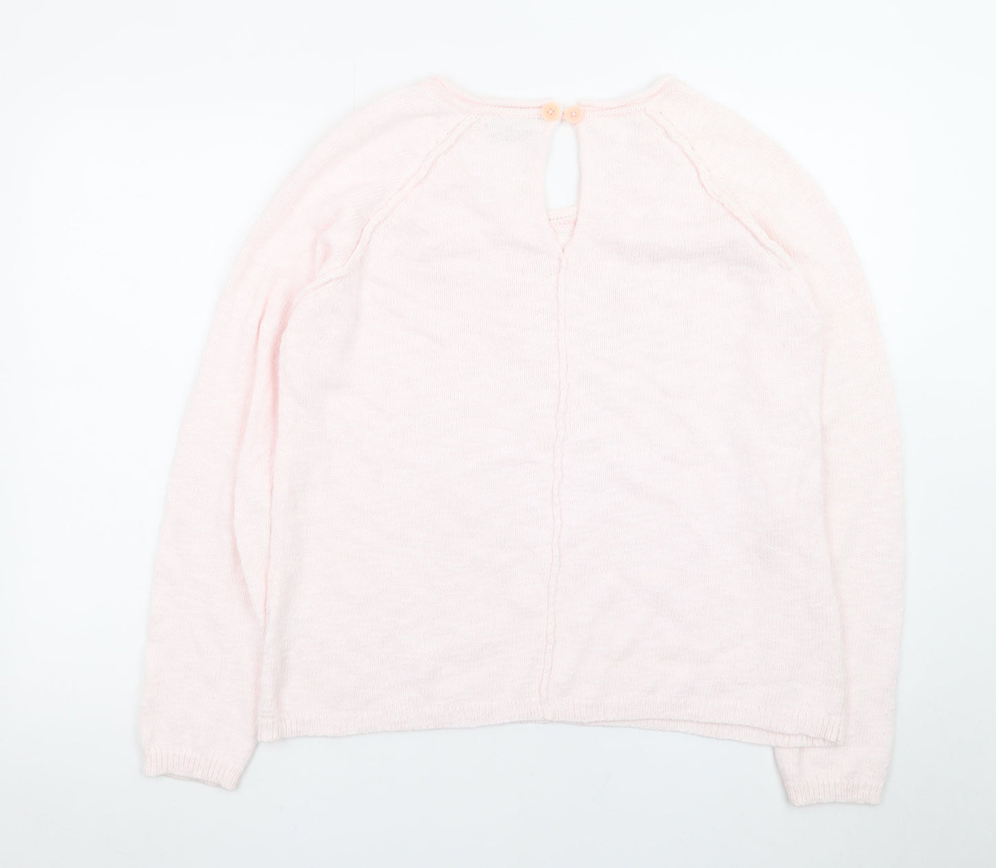 Holebrook Sweden Womens Pink Cotton Knit Jumper Size L Scoop Neck