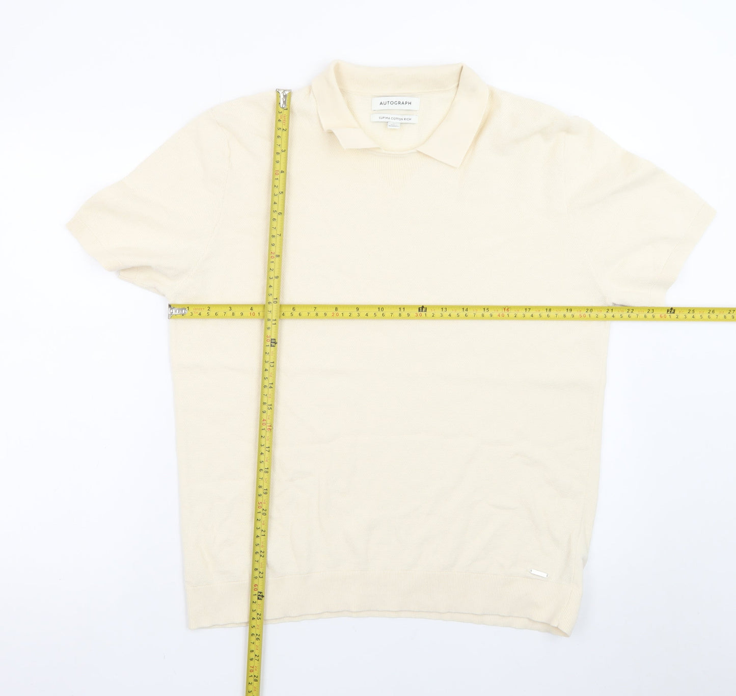 Marks and Spencer Autograph Men's Beige Supima Cotton Polo Shirt L