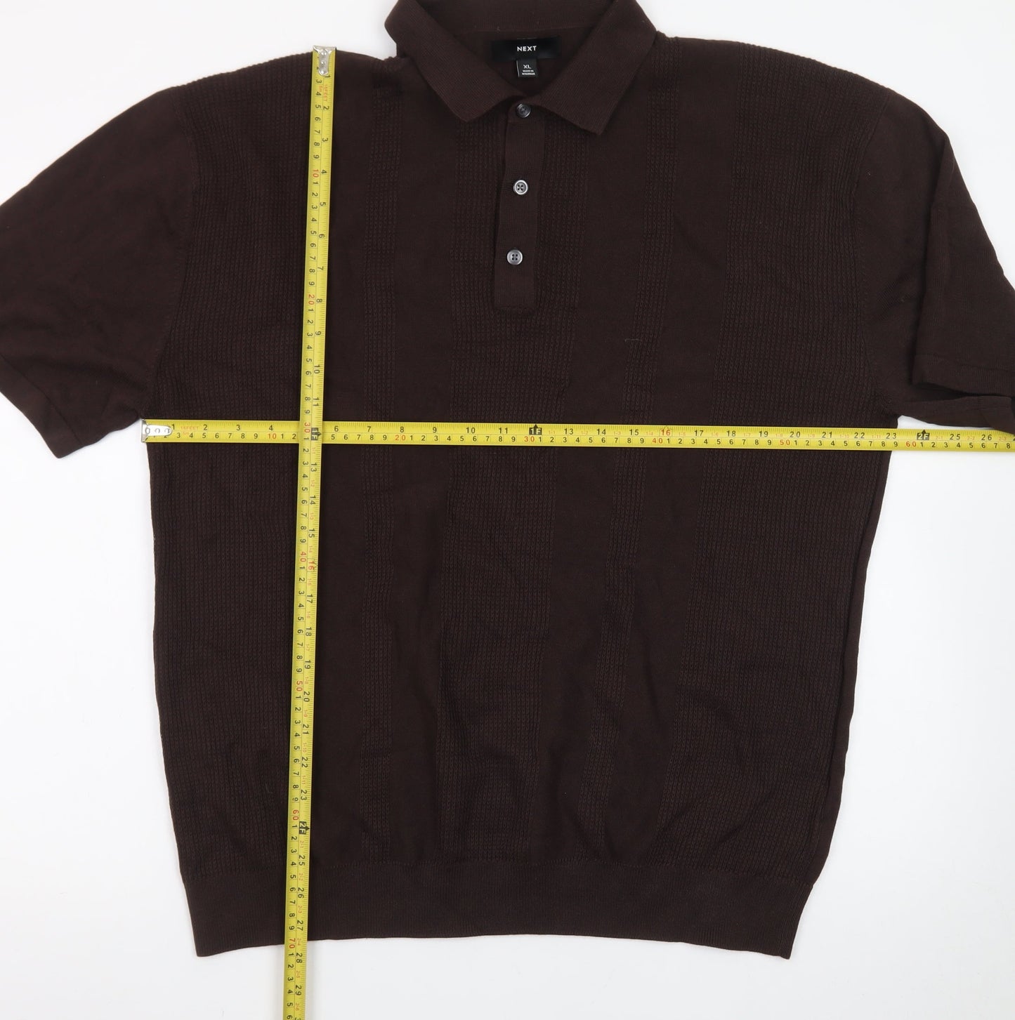 Next Men's Brown Cotton Short Sleeve Polo Shirt XL