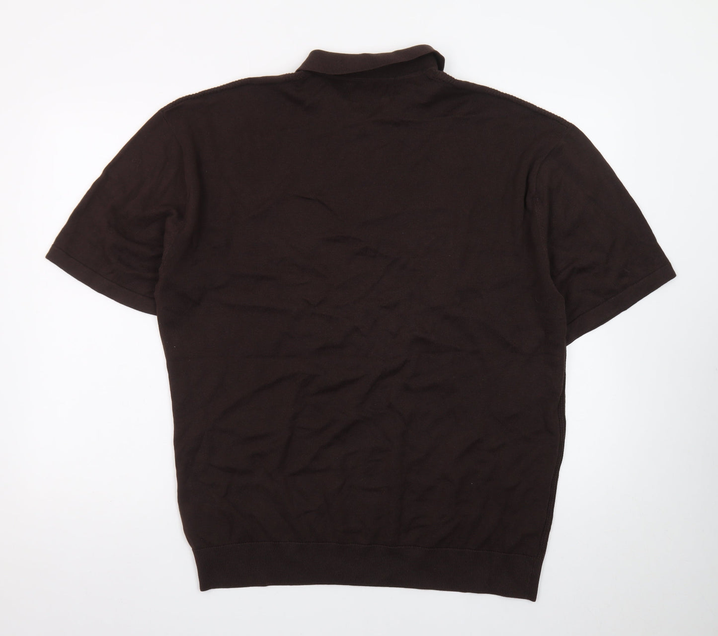 Next Men's Brown Cotton Short Sleeve Polo Shirt XL