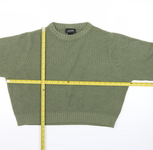 Monki Unisex Green Chunky Knit Crew Neck Jumper Size S