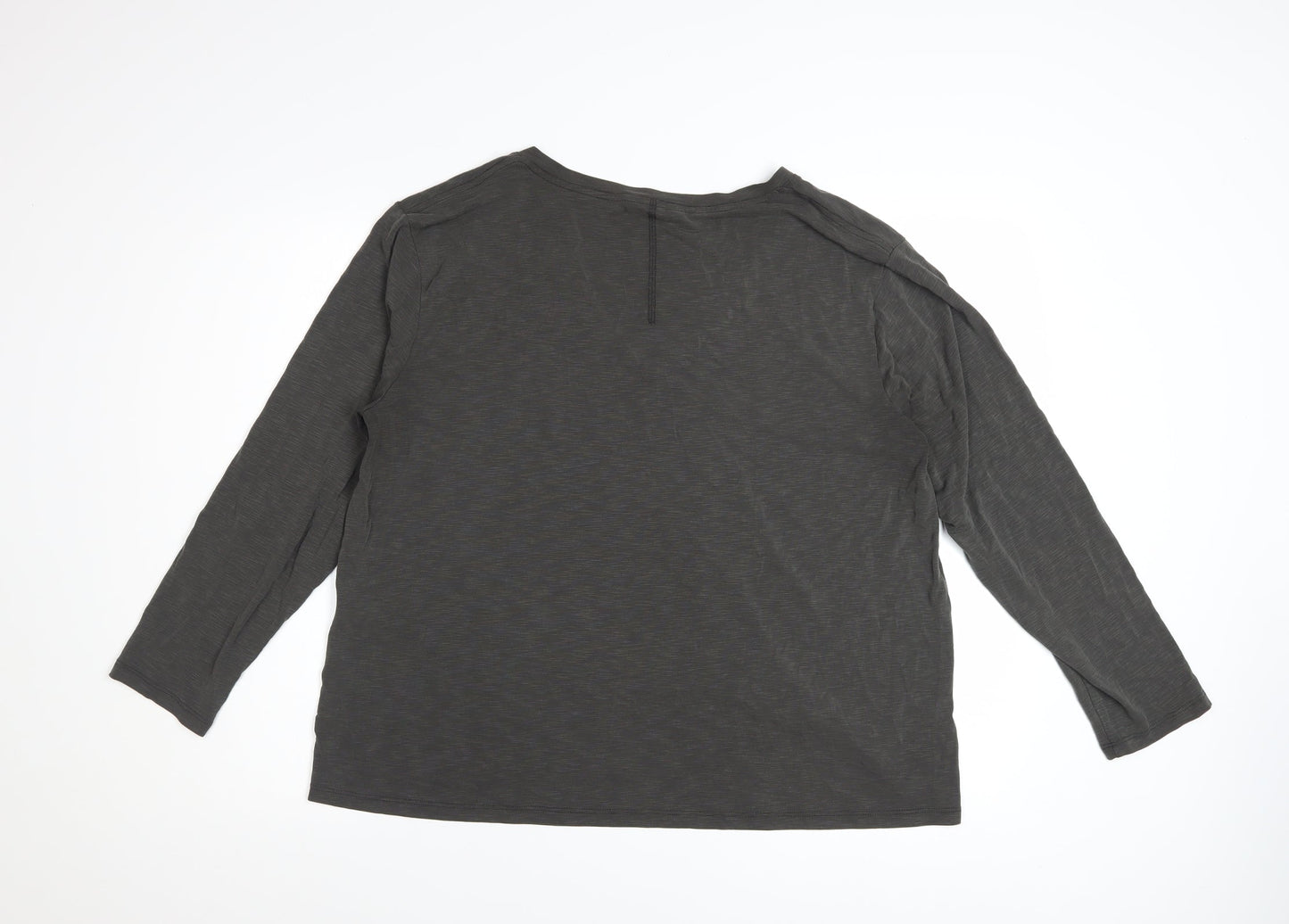 Marks and Spencer Per Una Women Grey V-Neck Long Sleeve Basic Top Size 18