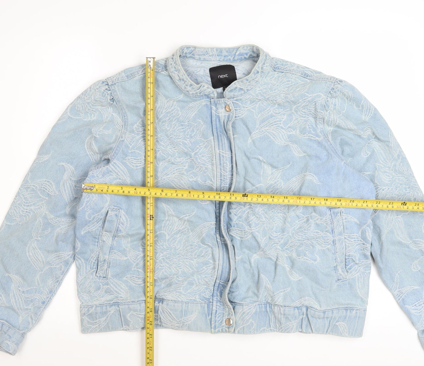 Next Women’s Blue Floral Embroidered Denim Bomber Jacket Size 20